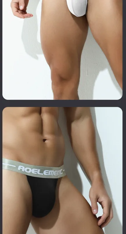 Low waist sexy modal panties men u convex tight high fork T pants sports briefs thong summer thin shorts — image 18