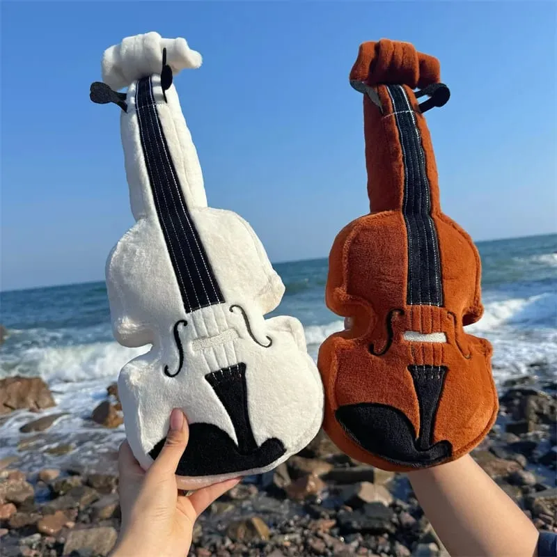 27cm Violin Plush Toys Funny Decorative Ornaments Realistic Violin Doll Exquisite Throw Pillows Birthday Gifts For Child Friends — image 2