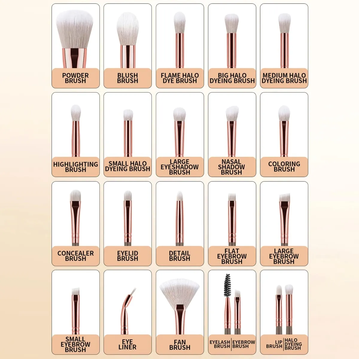 Kit d'outils de maquillage, 33 pièces, 20 pinceaux de maquillage avec bouffée de poudre, bol de nettoyage, recourbe-cils, ensemble de maquillage complet pour les yeux — image 6