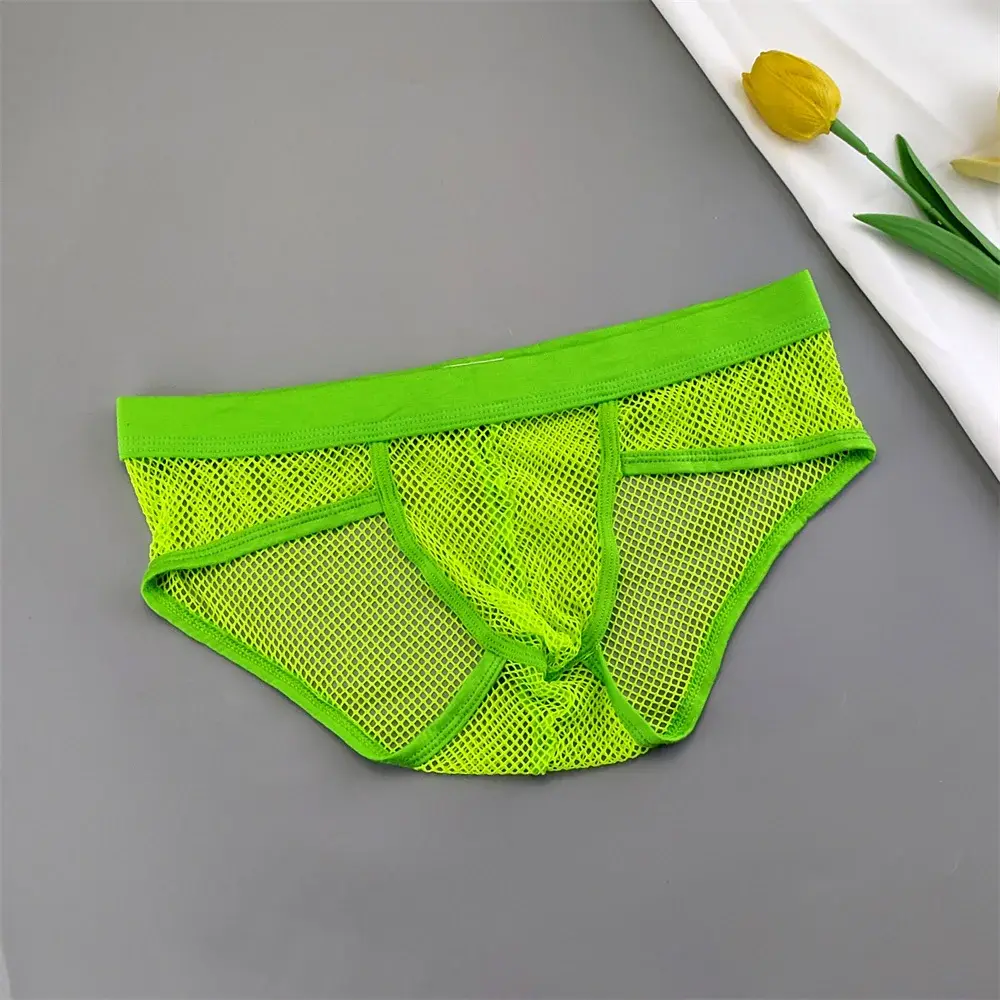 Cuecas masculinas de malha vazada com bolsa em U, cintura baixa, cuecas de biquíni transparentes, calcinhas respiráveis, tamanho grande — image 3