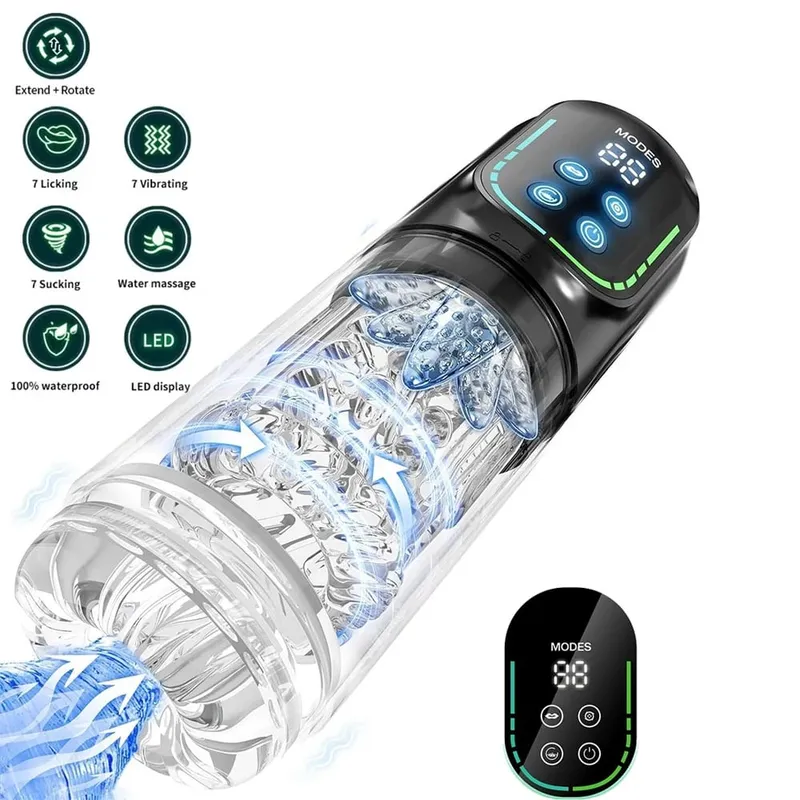 Sex Toys for Men Penis Pump AI Sync Male Pocket Masturbator with 7 Thrusting Rotating Vibrating Penis Enlarger Masturbation Cup