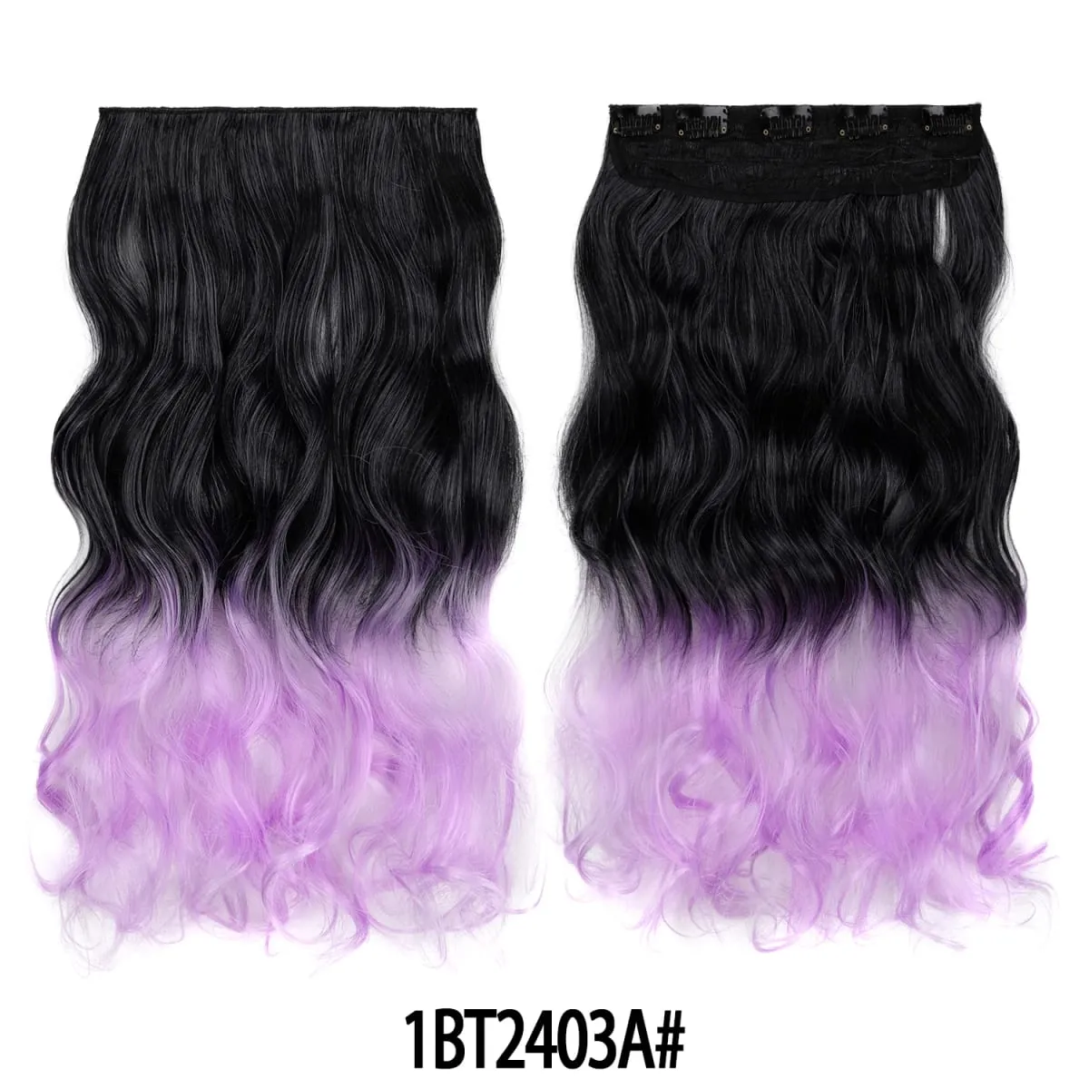Jeedou uma peça 5 clipes ondulado ombre clipe em extensões de cabelo longo onda de água cabelo encaracolado sintético pedaço arco-íris colorido cabelo — image 19