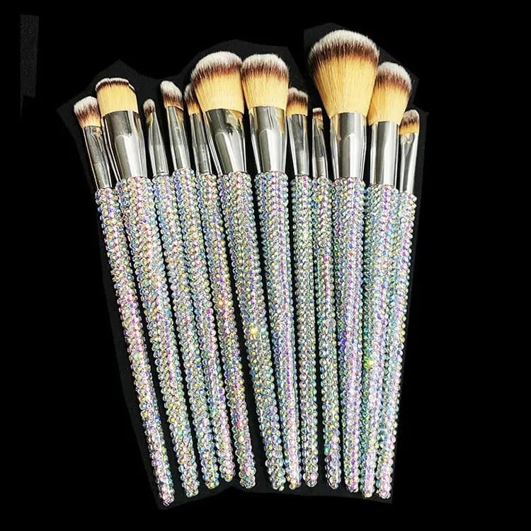Diamond-studded Makeup Brushes 12Pcs/set Gems Makeup Beauty Tools Full Diamond Loose Powder Foundation Concealer Brush Bling — image 8