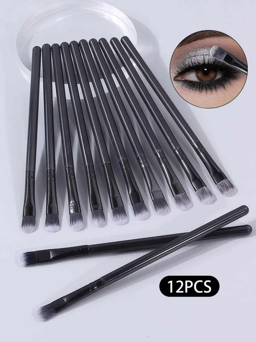 12PCS Soft Bristle Eyeshadow Brush Set - Eye Makeup Blending Brush Highlighter Brush Concealer Brush Portable Makeup Tools