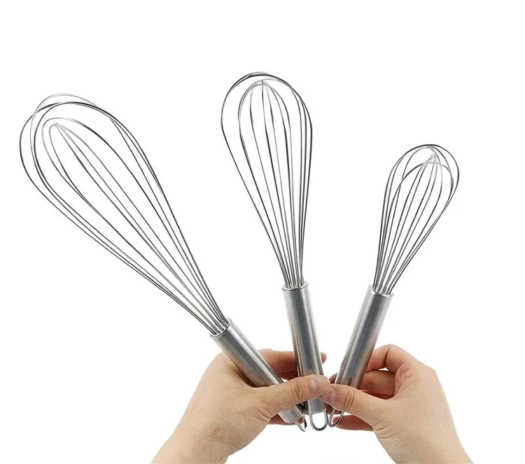 Hot Sale Premium Stainless Steel Manual Egg Beater 6‑Wire Balloon Whisk for Kitchen Baking Mixing 8‑10‑12 Inch Available