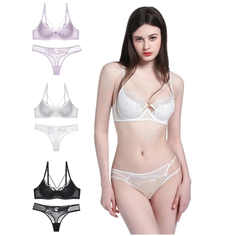 Pure Desire Sexig fransk spetsbh för kvinnor Sommar Tunn Cup Push-Up BH Casual Mode Underkläder Underkläder 34‑40 BANERDANNI — image 6