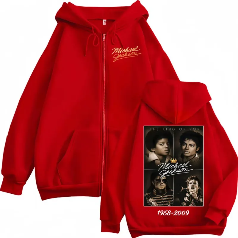 The King of Pop Michael Jackson Bad Era Zip Up Hoodies Men's Women Harajuku Street Jacket Sweatshirt Fleece Casual Zipper Hoodie — image 3