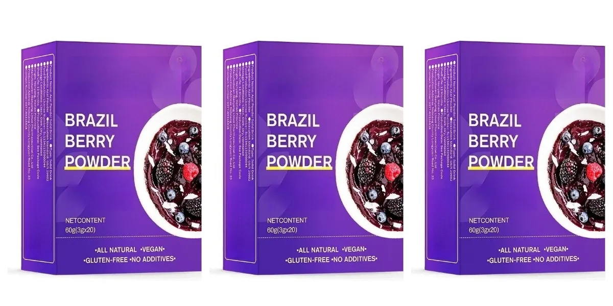 Acai Berry Powder Health Supplement All Natural Herbal-based Formula 3g X 20Packs — Helps Brighten The Skin and Resist Oxidation
