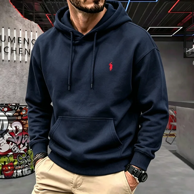 Haut de gamme pour hommes à capuche à manches longues 2026 automne-hiver luxueux à la mode cheval broderie haut de golf sweat à capuche décontracté vêtements pour hommes — image 4