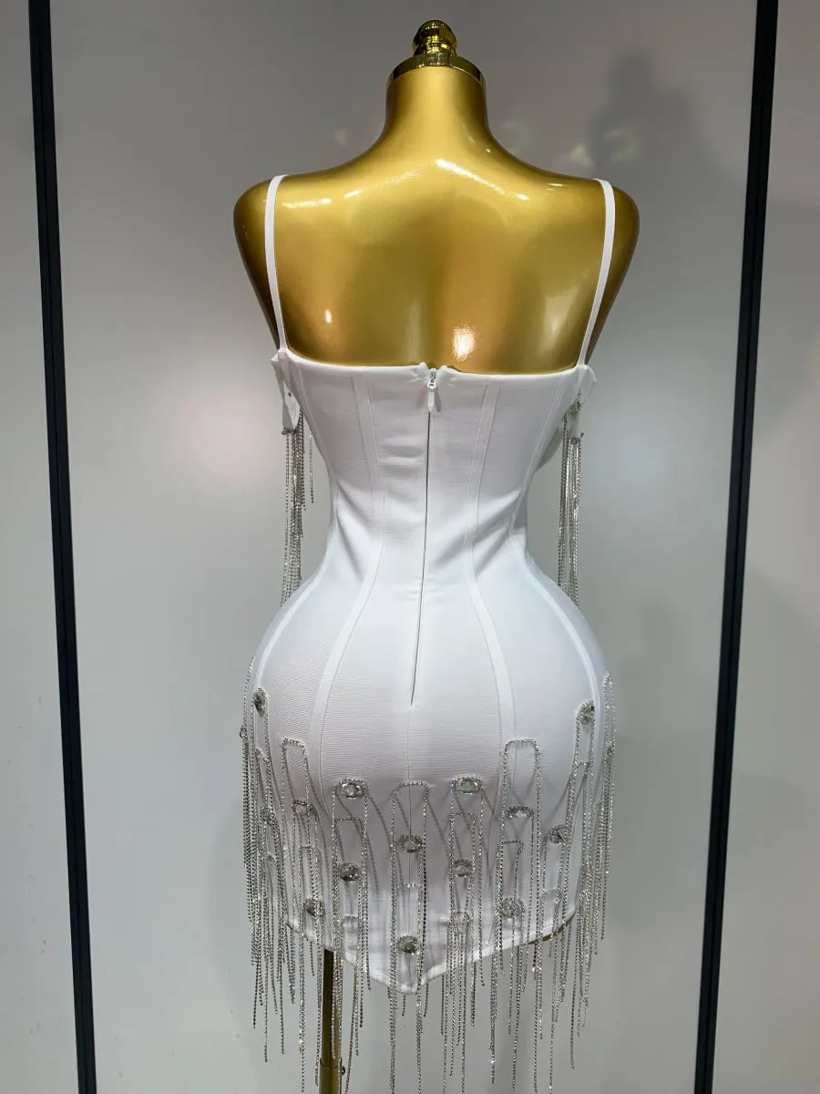 Mga Babaeng Sexy na Backless Spaghetti Strap Bodycon na walang manggas na Bandage Dress 2025 Elegant Prom Gown Club Evening Party Birthday Dresses — image 5