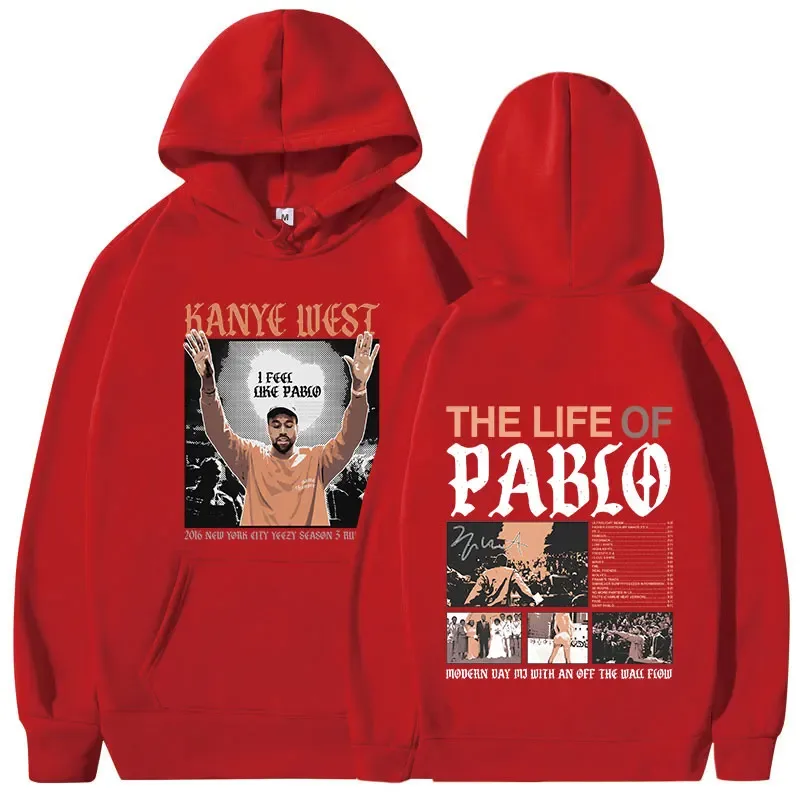 Rapper Kanye West Impressão gráfica Hoodies A VIDA DE PABLO Moletom Com Capuz Homens Mulheres Hip Hop Moda Vintage Oversized Moletons — image 9