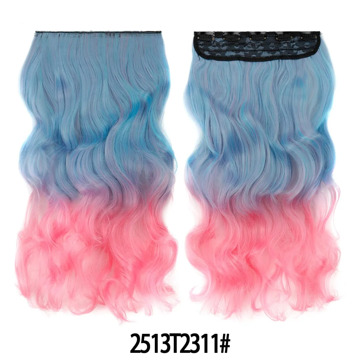 Jeedou uma peça 5 clipes ondulado ombre clipe em extensões de cabelo longo onda de água cabelo encaracolado sintético pedaço arco-íris colorido cabelo — image 14