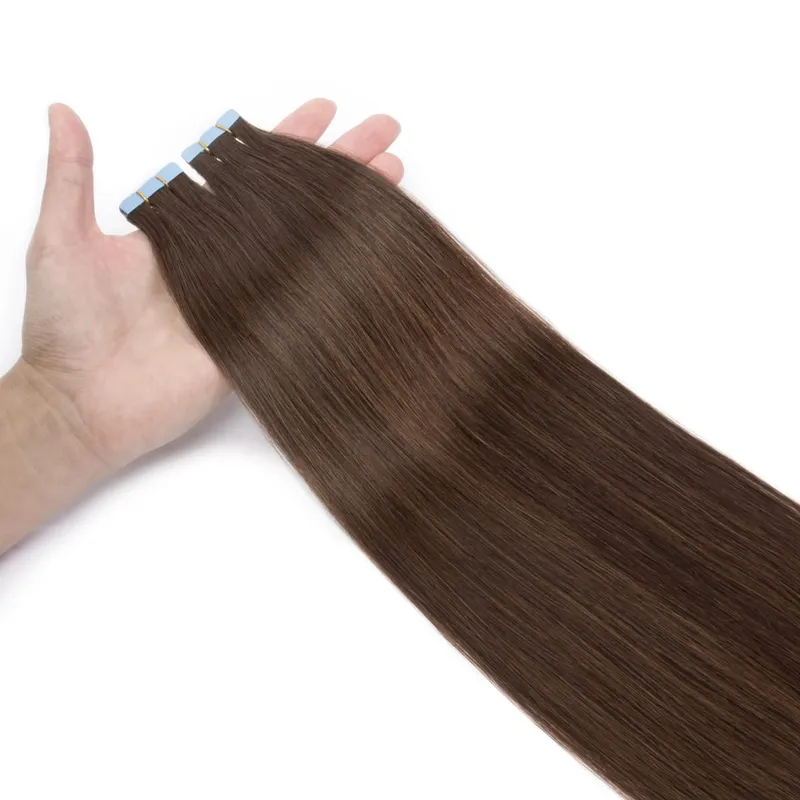 Mini Tape In Human Hair Extensions Skin Weft Machine Remy Natural Tape In Extensions 10pcs For Side Hair Tape On 12-24 Inch