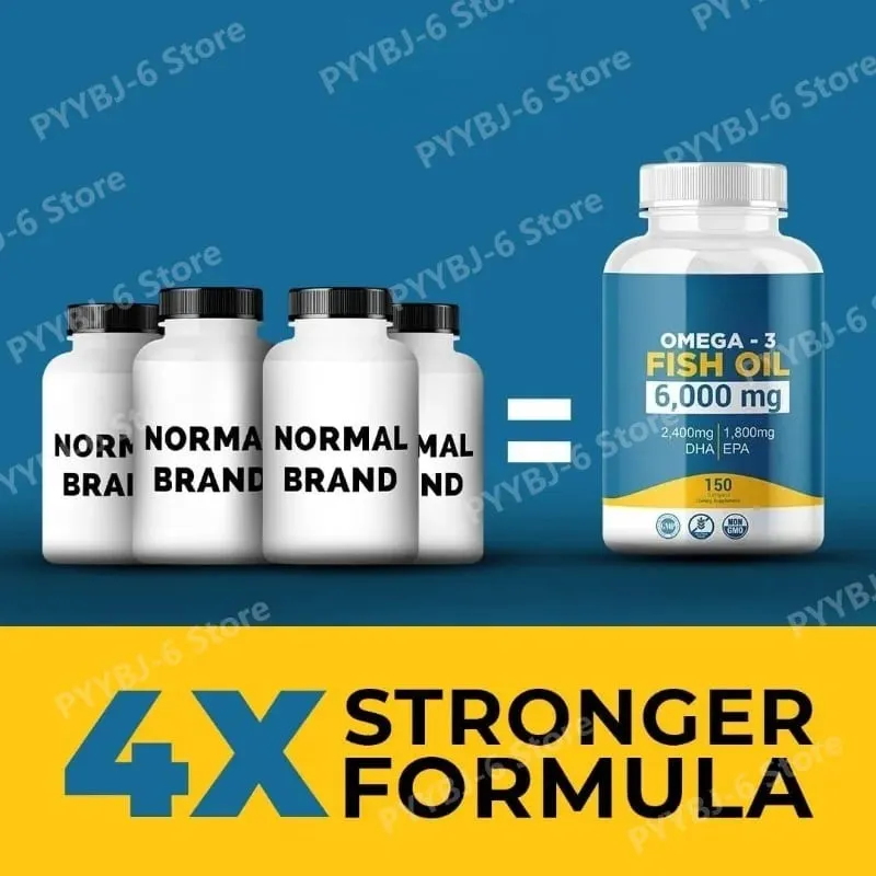 Omega 3 Softgels de óleo de peixe Suplemento diário de alta potência EPA DHA para adultos apoia a saúde imunológica das articulações 150 Softgels não OGM