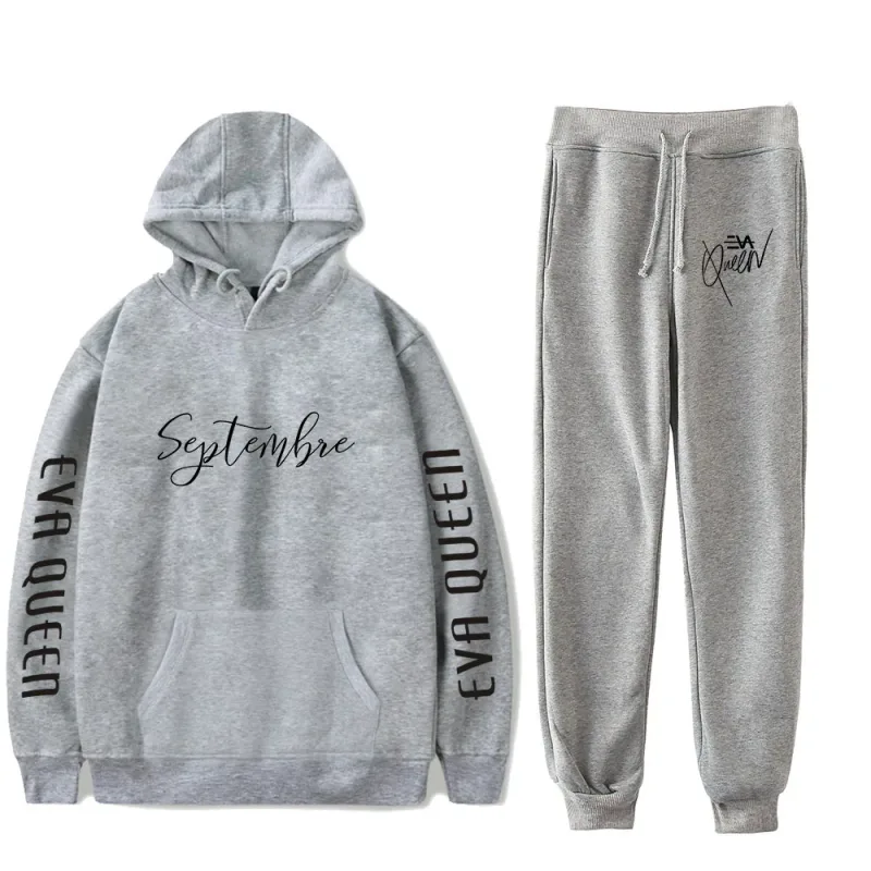 Hip Hop Bekväm Eva Queen Print Sweatshirt Träningsbyxor Kostym Huvtröjor+ Byxor Kostym Pojkar/Flickor 2-delat set Kläder — image 7