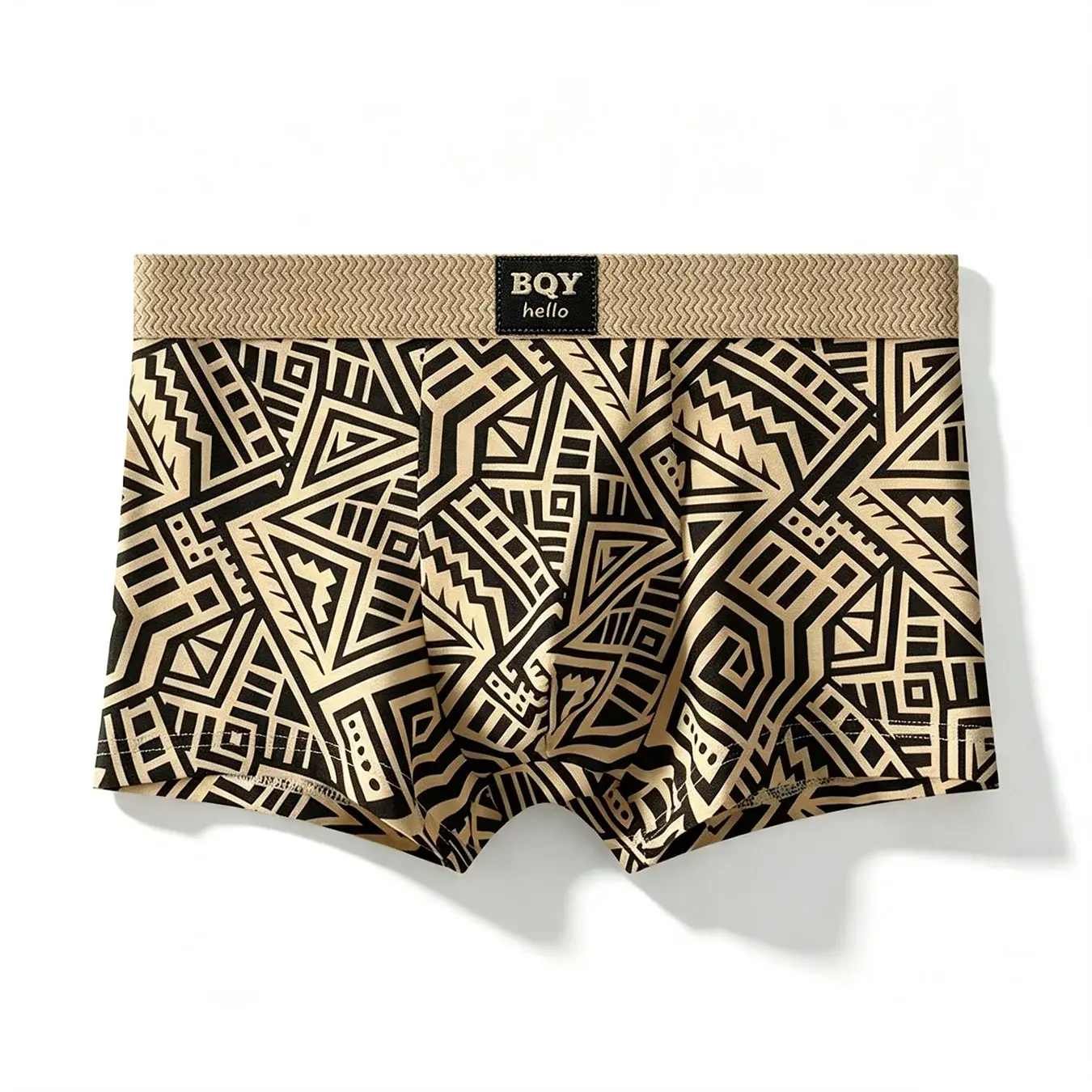 Atmungsaktive, bequeme Unterwäsche für Herren im amerikanischen Stil, personalisierte Boxershorts, bedruckt, trendige, ethnische Retro-Quadrat-Unterhose
