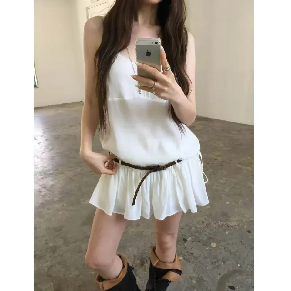 Summer 2026 Korean Style Sweet Skirt Waist Cinching Sexy Strapless Dress Fashionable Casual V-neck Loose Fit Maxi Dress — image 4