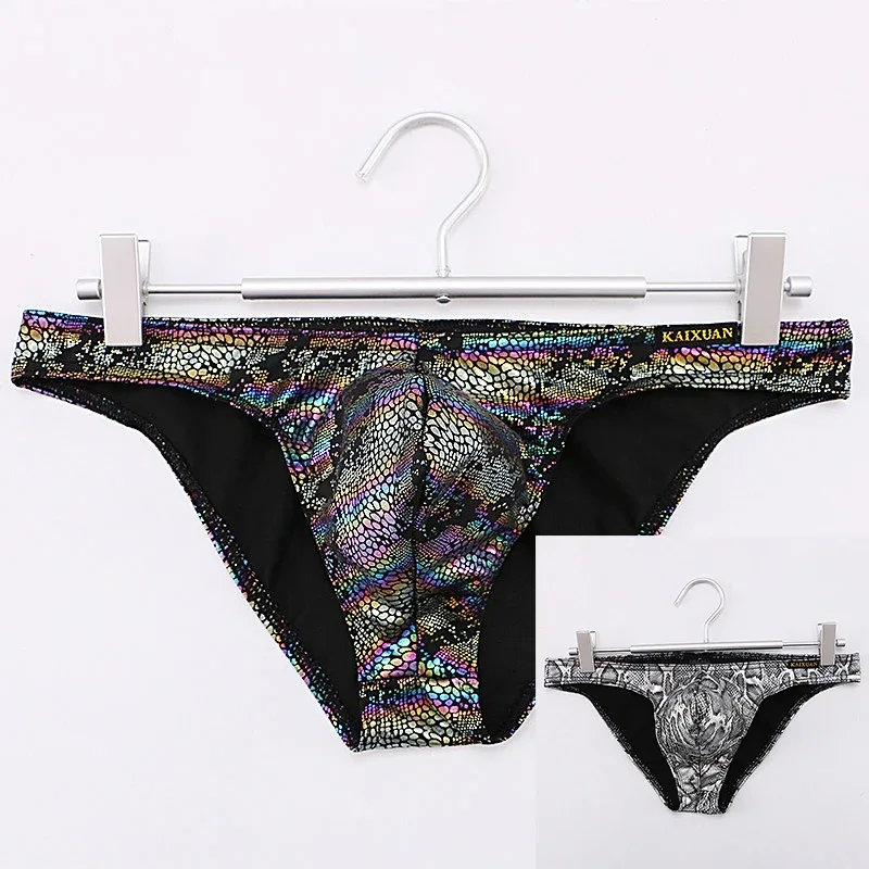 Mens Snake Skin Patterned Briefs with Sexy Bulge Pouch Bikini Underwear Comfortable Underpants by WANGJIANG Brand — image 28