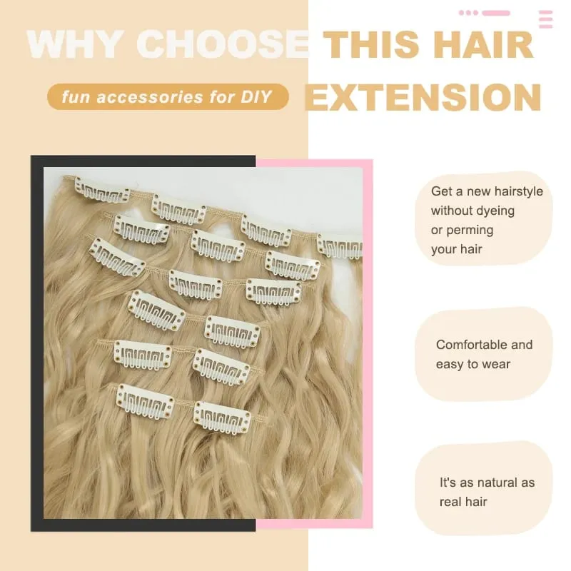 24 Inches 16 Clip Black Natural Daily Long Curly Hair Extensions Seven-Piece Set For Women — image 5