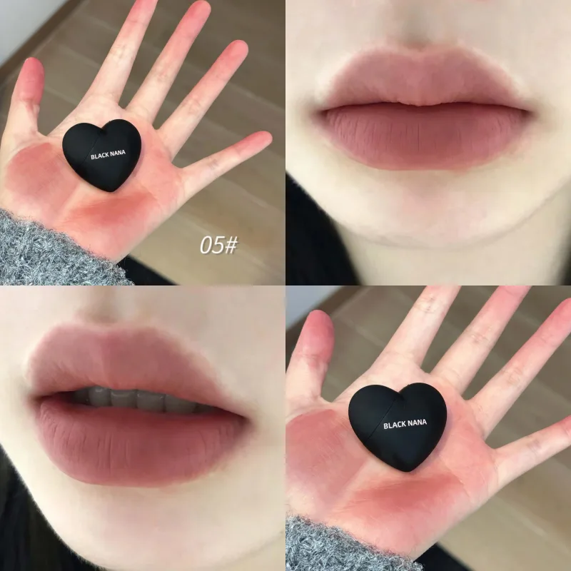 Mini preto prata coração veludo fosco batom labial lama gloss nude à prova d' água duradoura tonalidade labial maquiagem cosmética — image 9