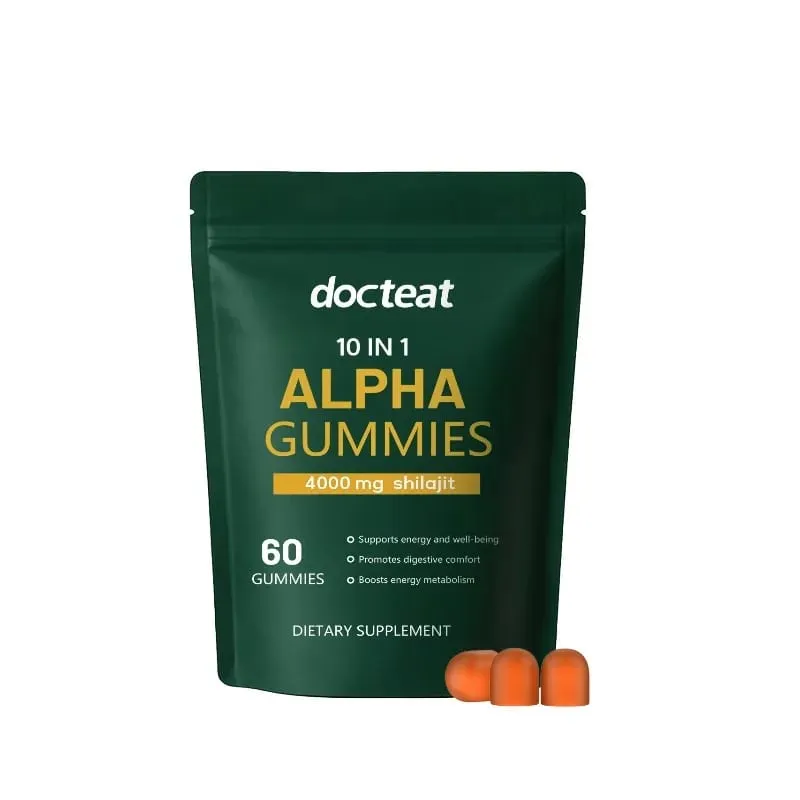 Gomas Shilajit 10 em 1 4000 mg com extrato de raiz de Ashwagandha 60 gomas Suplemento de bem-estar e suporte energético para adultos