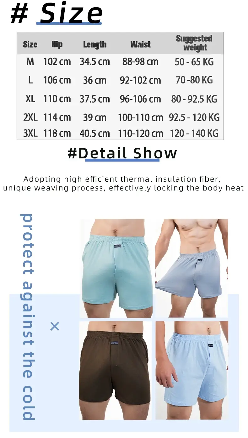 1 Pc Grote Onderbroek Effen Pyjamabroek Thuis Plus Size Boxers Korte Voor Mannen Hoge Taille Allo Broek Katoenen Broek slaap Bodems — image 2