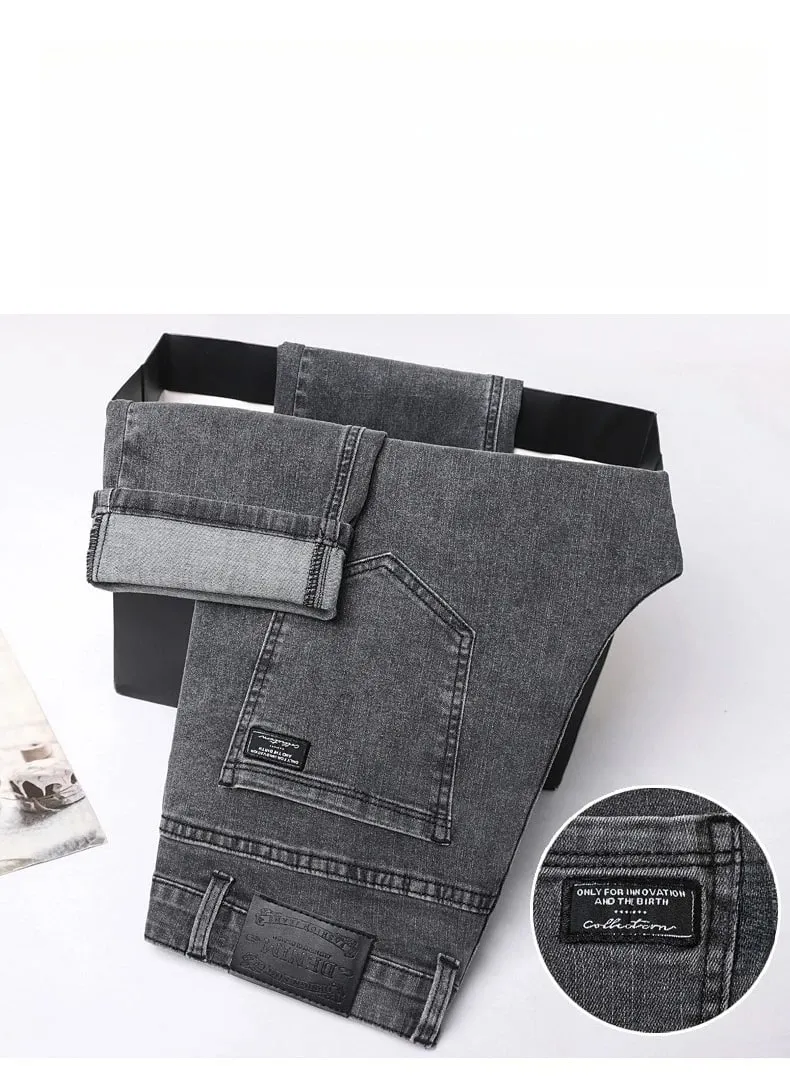 Men's New Stretch Straight Jeans Business Versatile Trendy Youth Casual Regular Long Pants for Spring Autumn Male Denim Trousers