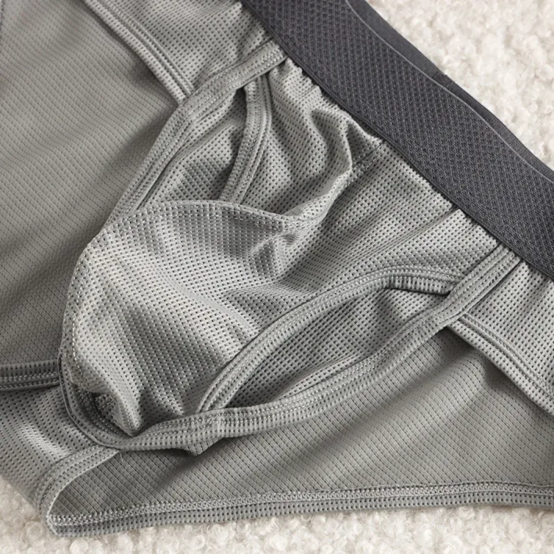 Thin Underpants Summer Thin Briefs Men Side Opening Breathable Men Ice Silk Panties Splicing Lingerie Seamless Underwear Men — image 8