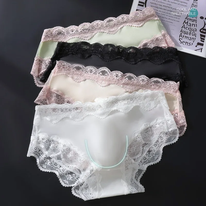 Men Triangle Panties Lace Trim Butterfly Knot Flower Pattern Manipis Super Kumportable U Bulge Pouch Breathable Transparent Underwe — image 3