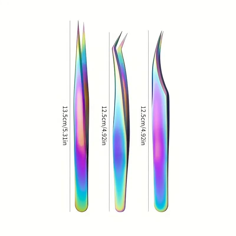 3 Pcs Set Stainless Steel Eyelash Tweezers Set Multi-Functional Makeup Tool Eyelash Tweezer Hair Removal Tweezer Pointed Tweezer — image 6