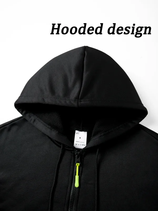 Men's Half Zip Hoodie With Personalized Spider Print Street Style Casual Sweatshirt Autumn And Winter Trendy Fitness Commute Top — image 16