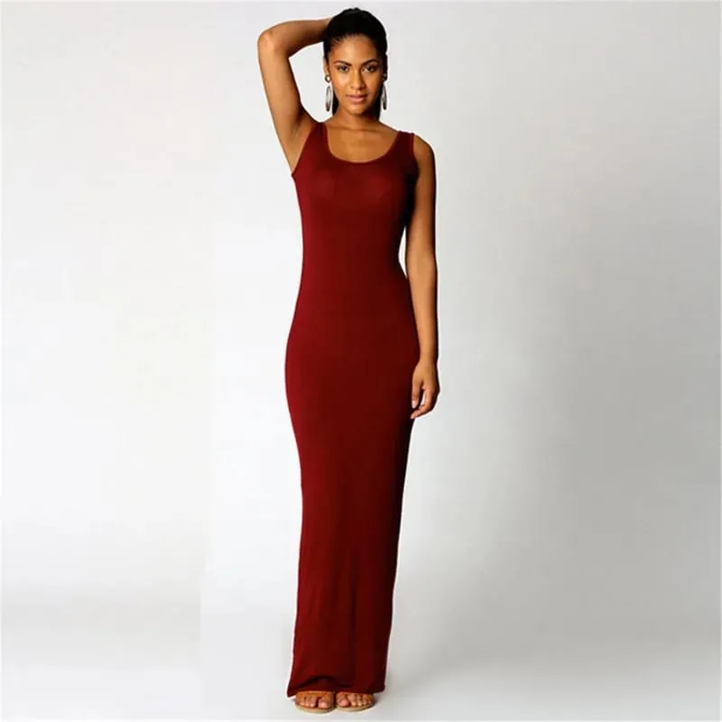 Women‘s Maxi Dress Sleeveless Bodycon Long Dress Elegant Casual Homewear Spring Summer Cool Solid-Color Dress — image 6
