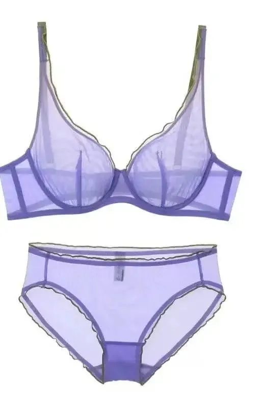 European Luxury Lingerie Set Full Cup Sheer Ultra Thin Bra & Panty Set Sexy Comfort for Women Large Small MOYISU Sexy Tushy S-XL — image 18