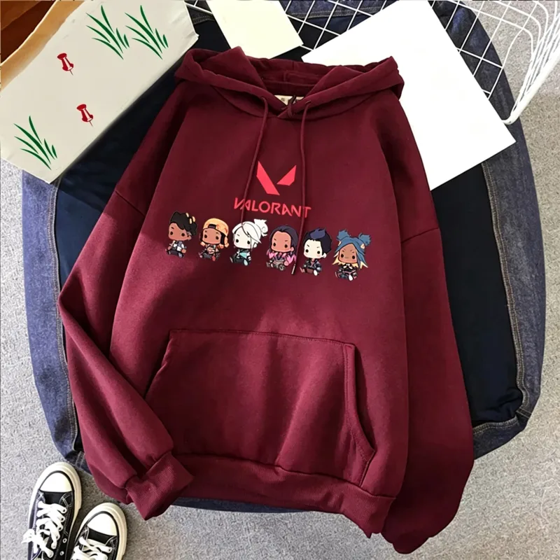 Valorant Anime 2D 프린트 남성 코튼 까마귀 캐주얼 오버 사이즈 풀오버 인기 streetwear 패션 운동복 트렌드 남성 의류 — image 5