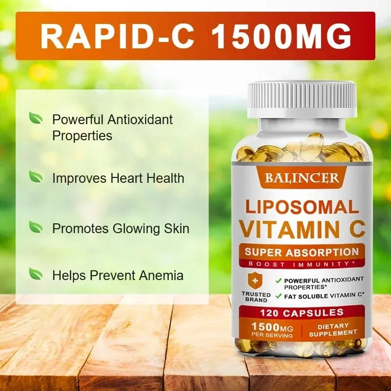 Lipozomal C Vitamini 1500mg Yüksek Emilim C Vitamini Bağışıklık Sistemi ve Kollajen Yüksek Potansiyelli Yağda Çözünür Askorbik Asit Takviyesi — image 2