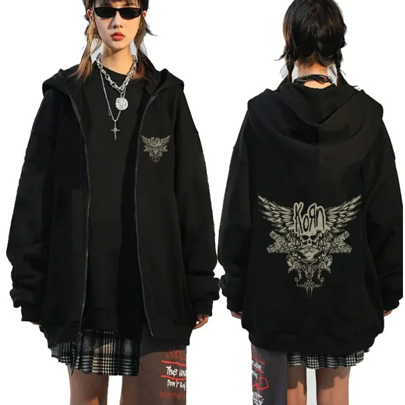 Korn Rock Band Letter Logo Zipper Hoodie Men's Metal Gothic Vintage Oversized Zip Up Hoodies Streetwear Punk Sweatshirts Jackets — image 18