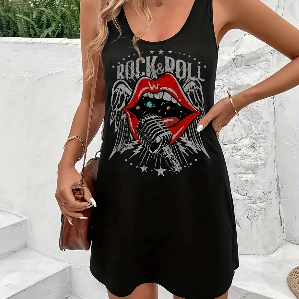 Mulheres verão sem mangas vestido regata sexy feminino verão solto sem mangas curto mini vestido com impressão preta — image 2