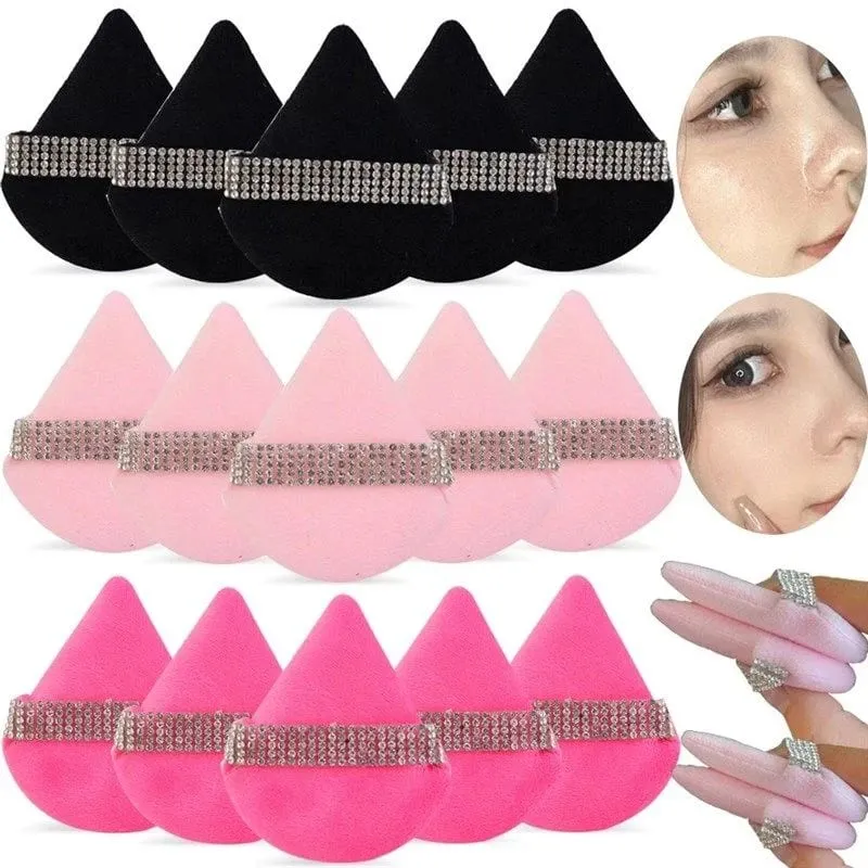 Diamond Triangle Velvet Setting Puff Ribbon Detail Powder Sponge Smooth Finishing Soft Puff for Loose Pressed Powder Application — image 3