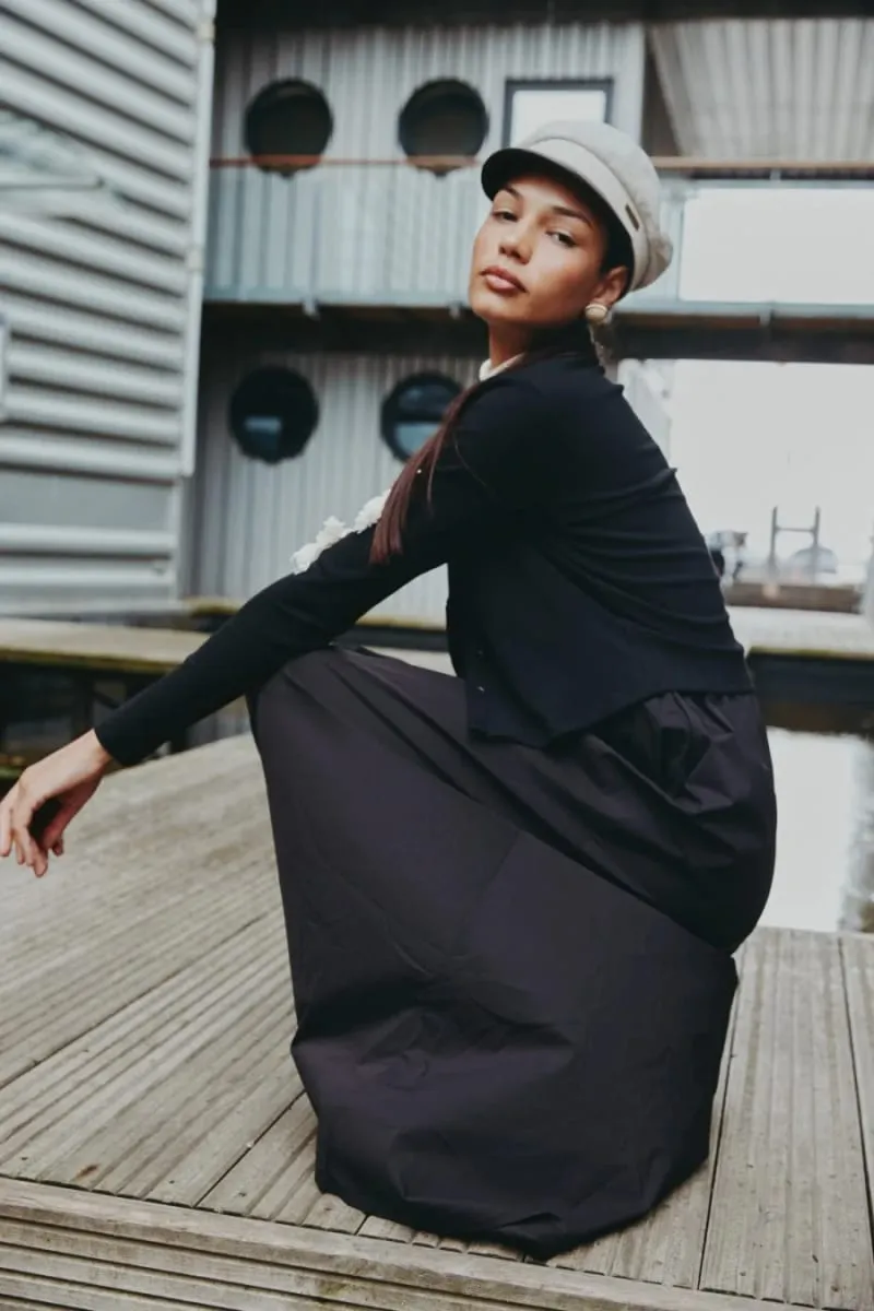 AS AW25 Patchwork dress round neck ribbing top + skirt + cardigan pambabaeng damit — image 7
