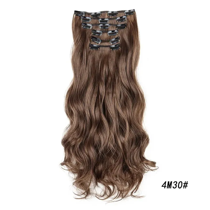 Synthetic Long Curly 16 Clips Hair Extension Heat Resistant Fiber Black Brown Hairpiece for Women Cosplay Wig Halloween Wig Part — image 16