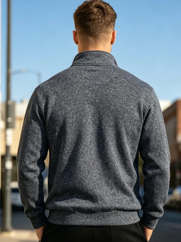 2Pcs Set Men 1/4 Zip Mock Neck Sweatshirt, Fleece Lined Pullover with Ribbed Cuffs Warm Casual Top for Fall Winter Daily Wear — image 13