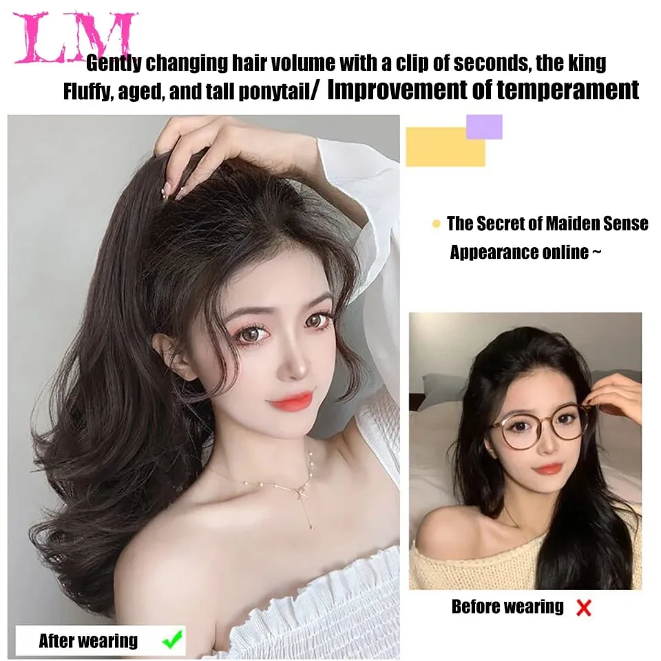 LM Synthetic Ponytail Extension Claw Curly Wavy Clip in Hairpiece Ponytail Hair Extensions Long Pony Tail Synthetic for Women — image 4