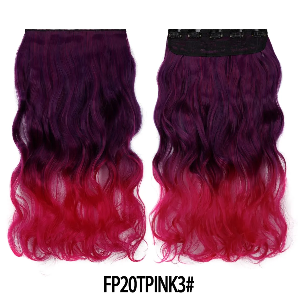 Jeedou uma peça 5 clipes ondulado ombre clipe em extensões de cabelo longo onda de água cabelo encaracolado sintético pedaço arco-íris colorido cabelo — image 21