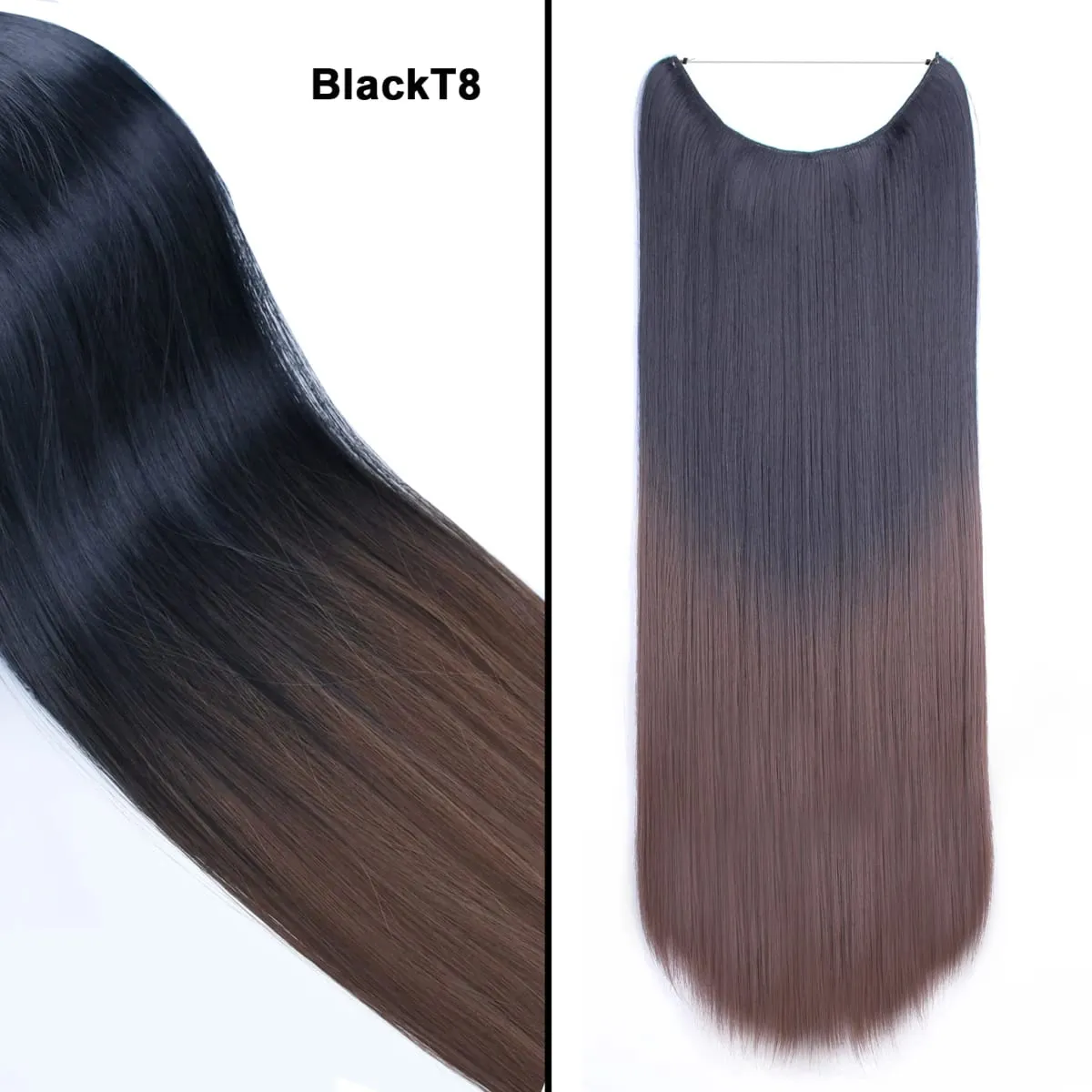 Jeedou Wavy Hair Extension Elasticity Invisible Wire Fish Line One Piece No Clips Synthetic Hairpieces Ombre Color For Ladies — image 26