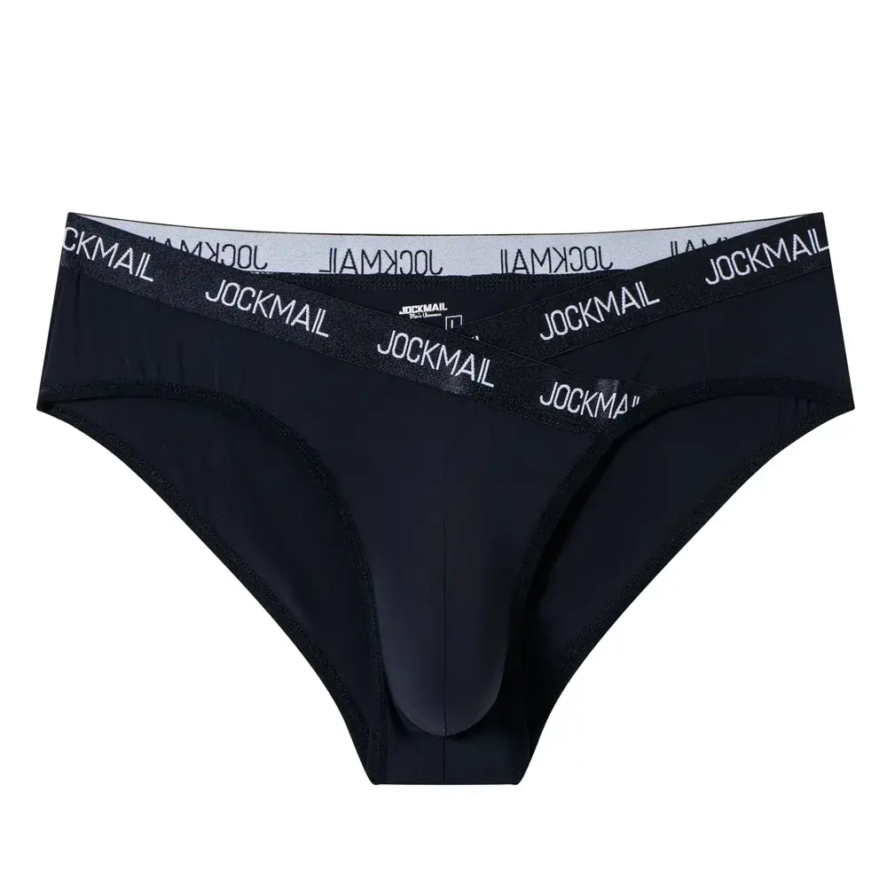 Jockmail Intimo da uomo Vita bassa Lettera sexy Sport traspirante Estate Slip in seta di ghiaccio Borsa grande in nylon Tinta unita Mutandine da uomo — image 35