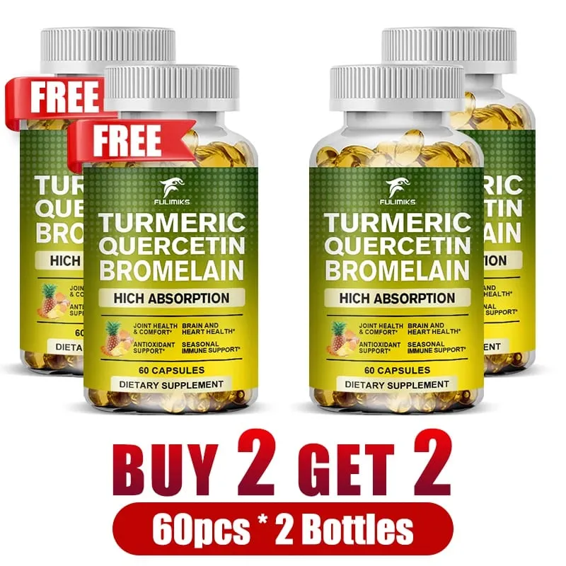 Buy 2 Get 2 Free! Turmeric Quercetin Bromelain Capsules Triple-Action Anti-Inflammatory Support for Joint Health & Immunity
