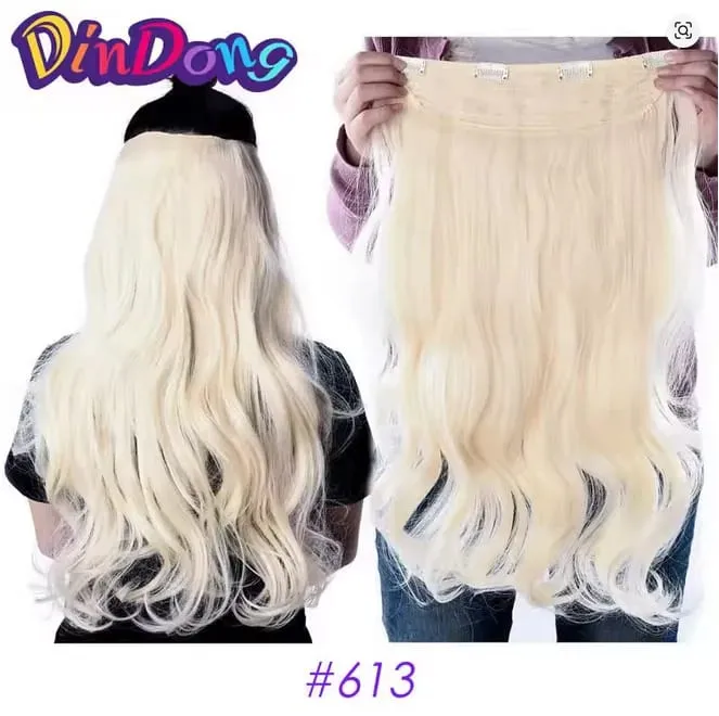 24 Inch Clips in Hair Extensions for Women Synthetic Long Natural Wavy Curly Hair in One Hairpiece Weft with Secure 4 Clips in