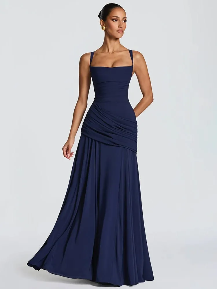 Mozision fora do ombro sem costas sexy maxi vestido feminino elegante sem alças sem mangas bodycon ruched clube festa vestidos longos femininos