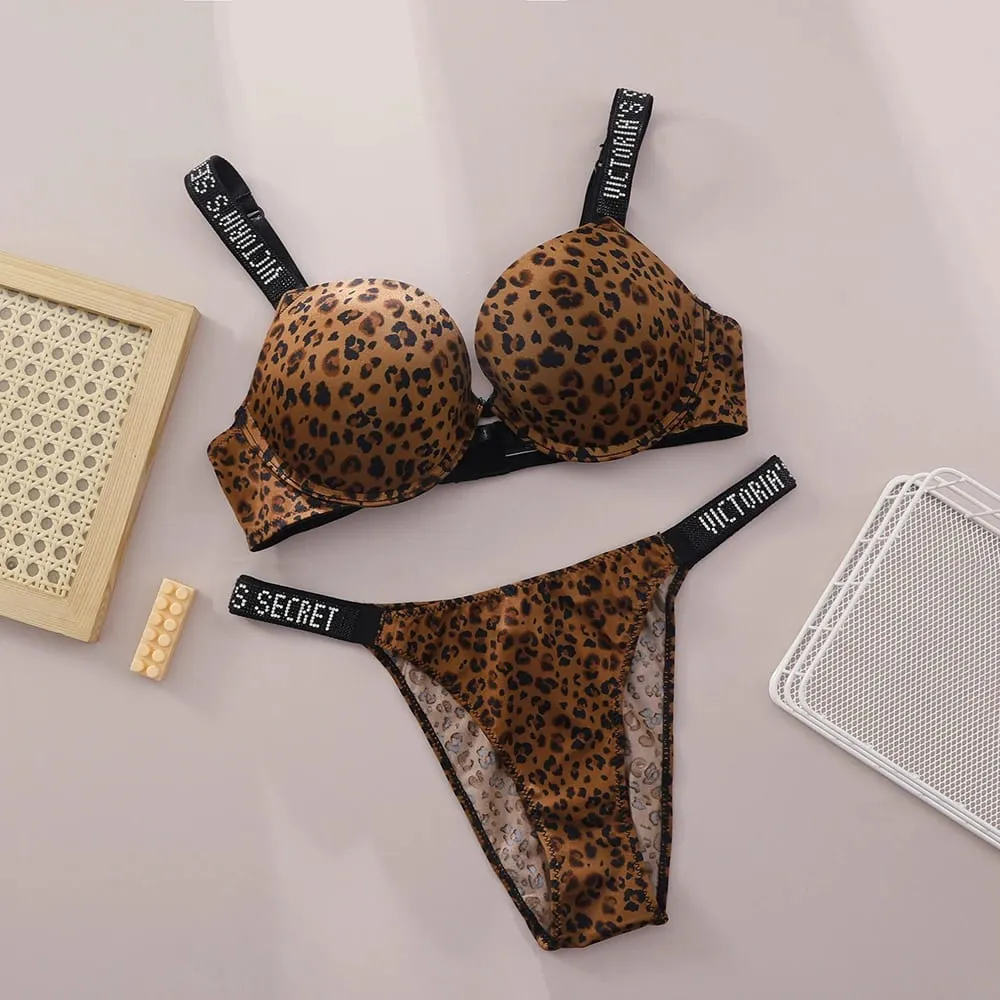 Victoria Secret Sexy Women Underwear Very Sexy Logo Shine Strap Push Up Bra Shine Script Thong Panty Set Hot — image 6