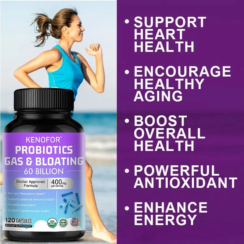 60 Billion CFU Multi-Strain Probiotic Capsules - Prebiotics + Digestive Enzymes Gut Health & Immune Support 30/60/120 Counts — image 3
